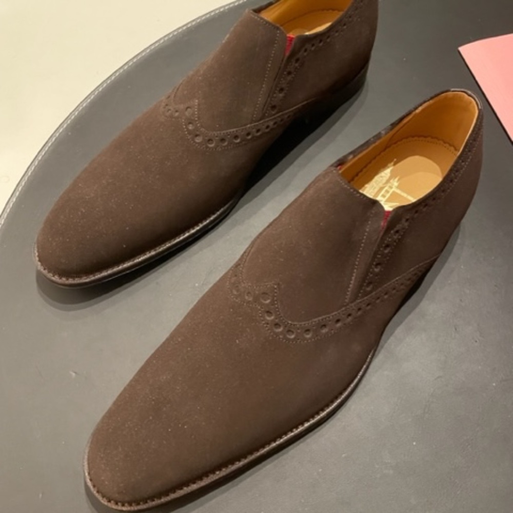 PAUL SMITH LONDON BROWN SUEDE SLIP ON SHOES.